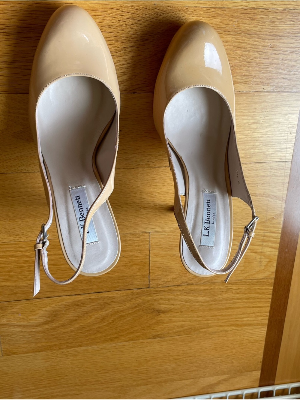LK Bennett Beige Patent Slingback Pumps